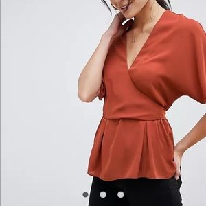 ASOS DESIGN wrap top with kimono sleeve
